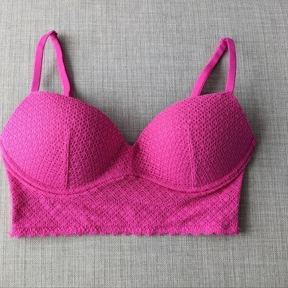 VICTORIA'S secret body by Victoria lace padded nowire pink bralette bra 32C B069 - Picture 3 of 7
